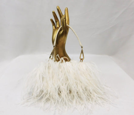 Ostrich Feather & Crystal Ring Clutch