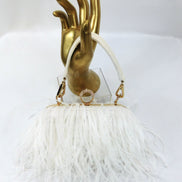 Ostrich Feather & Crystal Ring Clutch