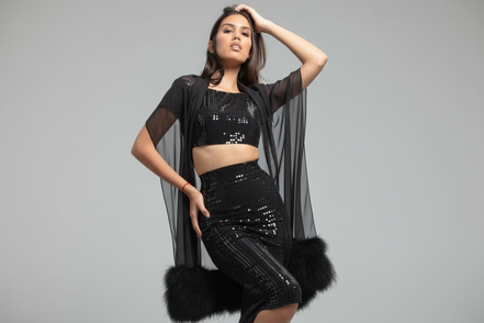 Faux Fur Feather Chiffon Shawl