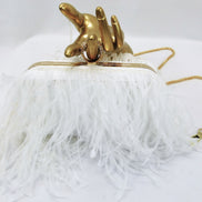 Ostrich Feather & Crystal Ring Clutch