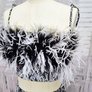 Ostrich Feather two piece skirt set