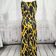 Marabou Feather Trim Jumpsuit with Slit