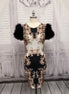 Marabou Feather Puff Short Sleeve Bodycon Dress