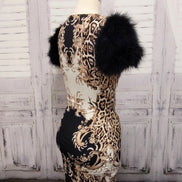 Marabou Feather Puff Short Sleeve Bodycon Dress