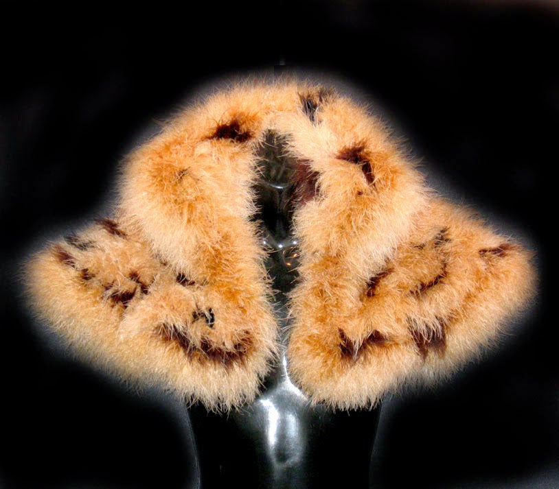 Marabou Feather Cheetah Caplet with Wing Collar