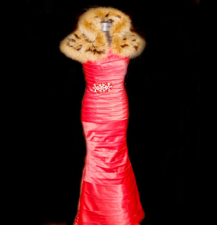 Marabou Feather Cheetah Caplet with Wing Collar