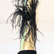 Black Suede and Ostrich Feather Strappy Ankle shoe