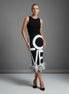 Feather Hem black and white 'LOVE' Pencil Skirt