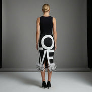 Feather Hem black and white 'LOVE' Pencil Skirt