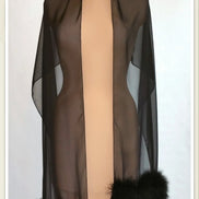 Faux Fur Feather Chiffon Shawl