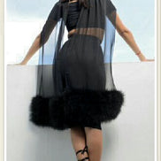 Faux Fur Feather Chiffon Shawl