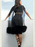Faux Fur Feather Chiffon Shawl