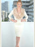 Ponte Knit Bodycon Dress with Marabou Feather Shawl Collar & Cuffs
