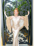 Feather Trimmed Chiffon Evening Shawl