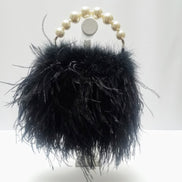 Ostrich Feather Purse with Pearl Beaded Handle
