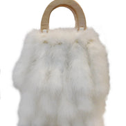 Feather handbag faux fur 'tails' with wood arch handle