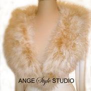 Ponte Knit Bodycon Dress with Marabou Feather Shawl Collar & Cuffs