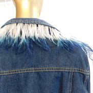 Ostrich Feather Trim Denim Jacket