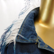 Ostrich Feather Trim Denim Jacket