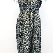 Stenciled Ostrich Feather Animal print Jumpsuit