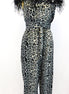 Stenciled Ostrich Feather Animal print Jumpsuit