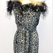 Stenciled Ostrich Feather Animal print Jumpsuit
