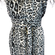 Stenciled Ostrich Feather Animal print Jumpsuit