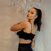 Ostrich Feather & Silk Chiffon Bralette