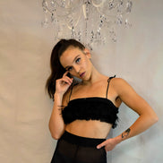 Ostrich Feather & Silk Chiffon Bralette
