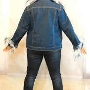 Ostrich Feather Trim Denim Jacket