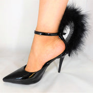 Patent leather and Marabou Feather Shoe