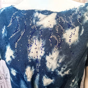 Ostrich Feather fringe Twisted Tie-Dye Denim Tunic