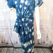 Ostrich Feather fringe Twisted Tie-Dye Denim Tunic