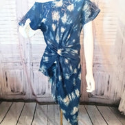 Ostrich Feather fringe Twisted Tie-Dye Denim Tunic