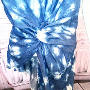 Ostrich Feather fringe Twisted Tie-Dye Denim Tunic