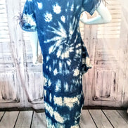 Ostrich Feather fringe Twisted Tie-Dye Denim Tunic