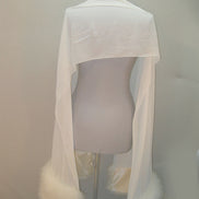 Faux Fur Feather Chiffon Shawl
