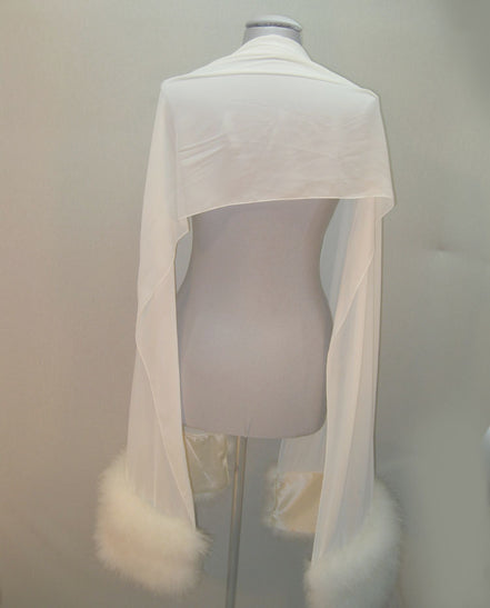 Faux Fur Feather Chiffon Shawl