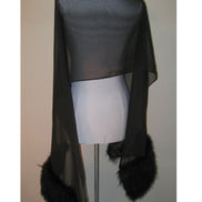 Faux Fur Feather Chiffon Shawl