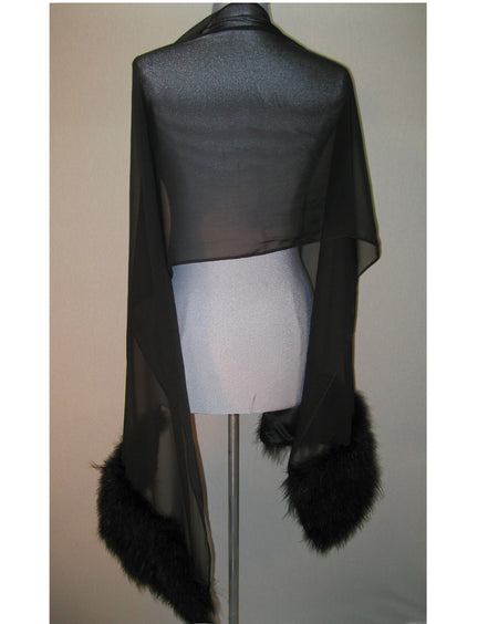 Faux Fur Feather Chiffon Shawl
