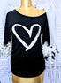 Feather Cuff Slouchy Shoulder Top