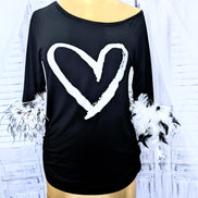 Feather Cuff Slouchy Shoulder Top