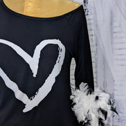 Feather Cuff Slouchy Shoulder Top