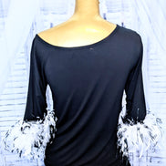 Feather Cuff Slouchy Shoulder Top
