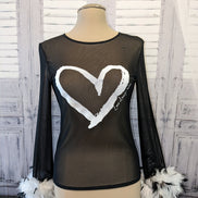 'Open Heart' Stretch Mesh Top