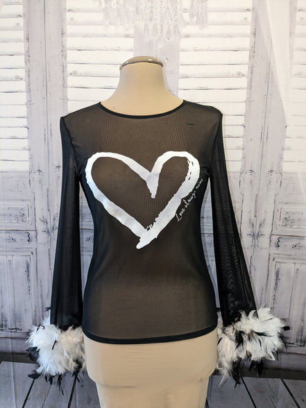'Open Heart' Stretch Mesh Top
