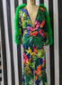 Faux Fur Feather Trim Sleeve Floral Maxie Dress
