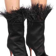 Ostrich Feather Trimmed Satin Boots