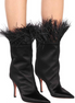 Ostrich Feather Trimmed Satin Boots