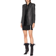 Ostrich Feather Trimmed Satin Boots
